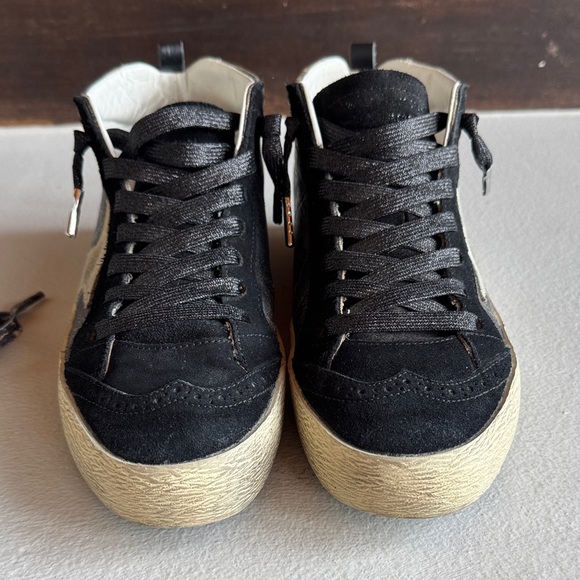 Golden Goose Midstar Distressed Black and White Sneakers - Picture 4 of 9